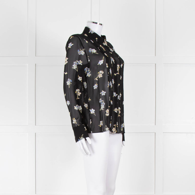Dorothee Schumacher Black Floral Collared Sheer Shirt
