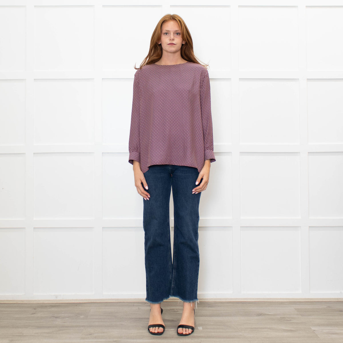 The Great Burgundy Silk Top With White Stars