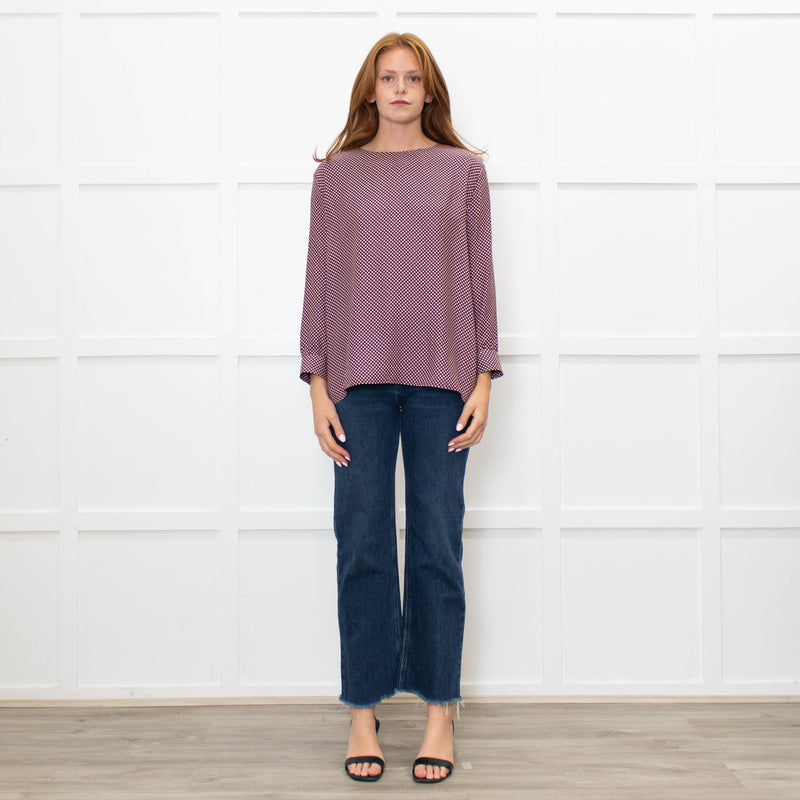 The Great Burgundy Silk Top With White Stars