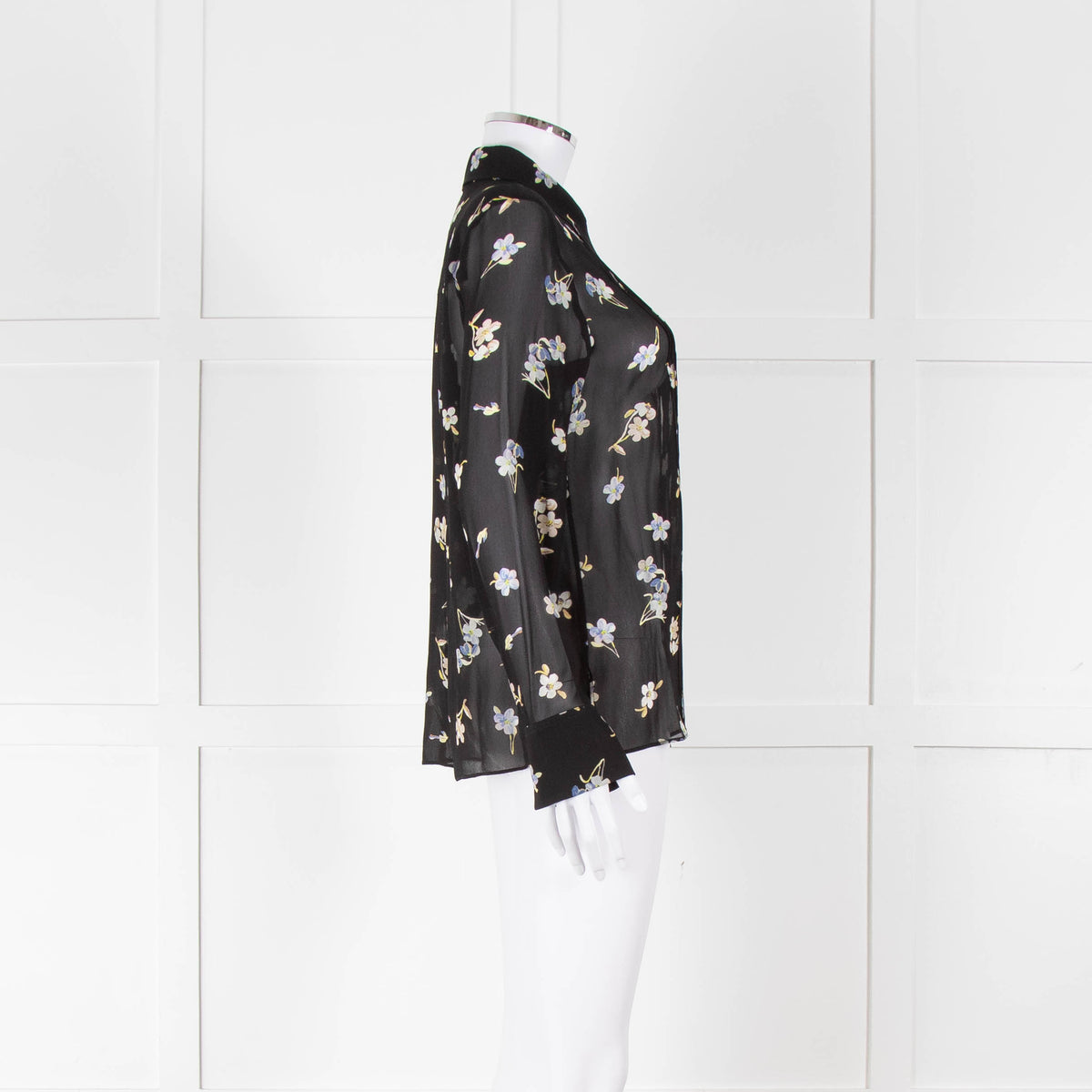 Dorothee Schumacher Black Floral Collared Sheer Shirt