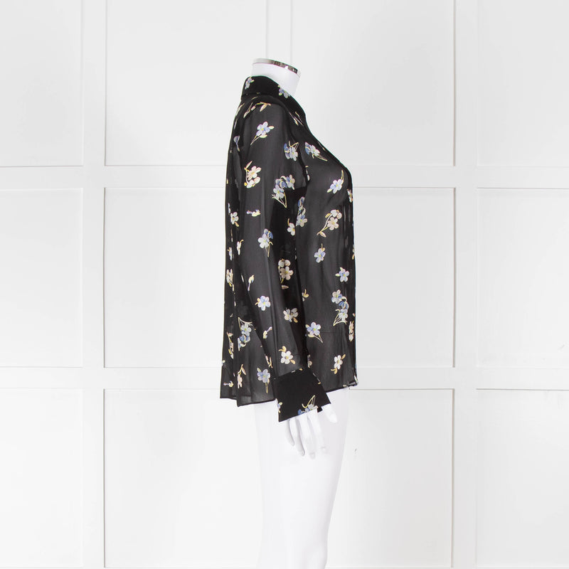 Dorothee Schumacher Black Floral Collared Sheer Shirt