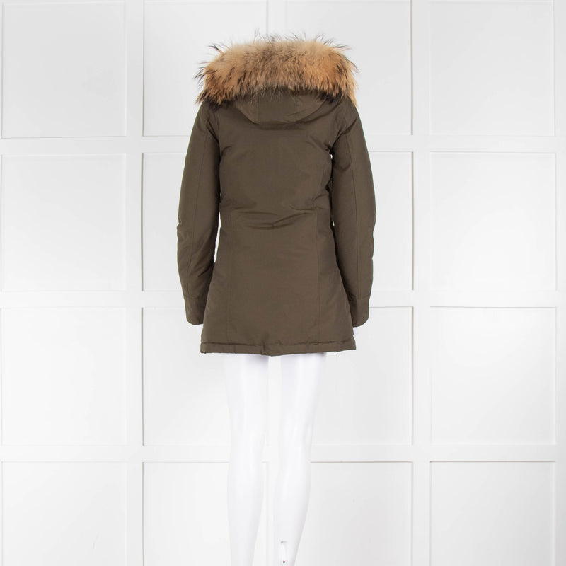 Woolrich Khaki Padded Fur Hooded Parka