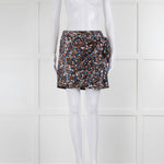Sezane Silver Blue Copper Sequin Wrap Mini Skirt With Top