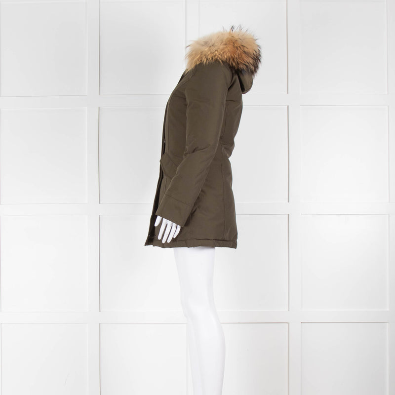 Woolrich Khaki Padded Fur Hooded Parka