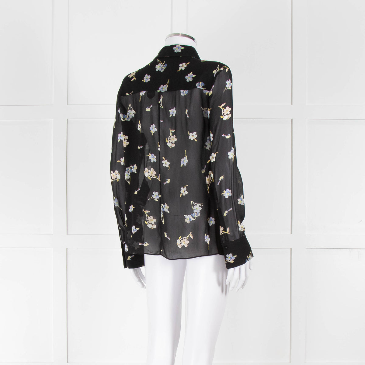 Dorothee Schumacher Black Floral Collared Sheer Shirt