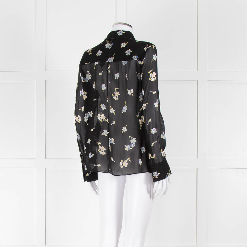 Dorothee Schumacher Black Floral Collared Sheer Shirt