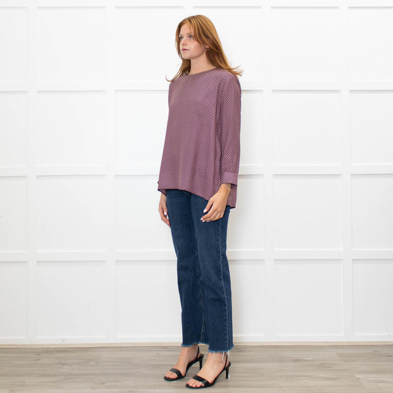 The Great Burgundy Silk Top With White Stars