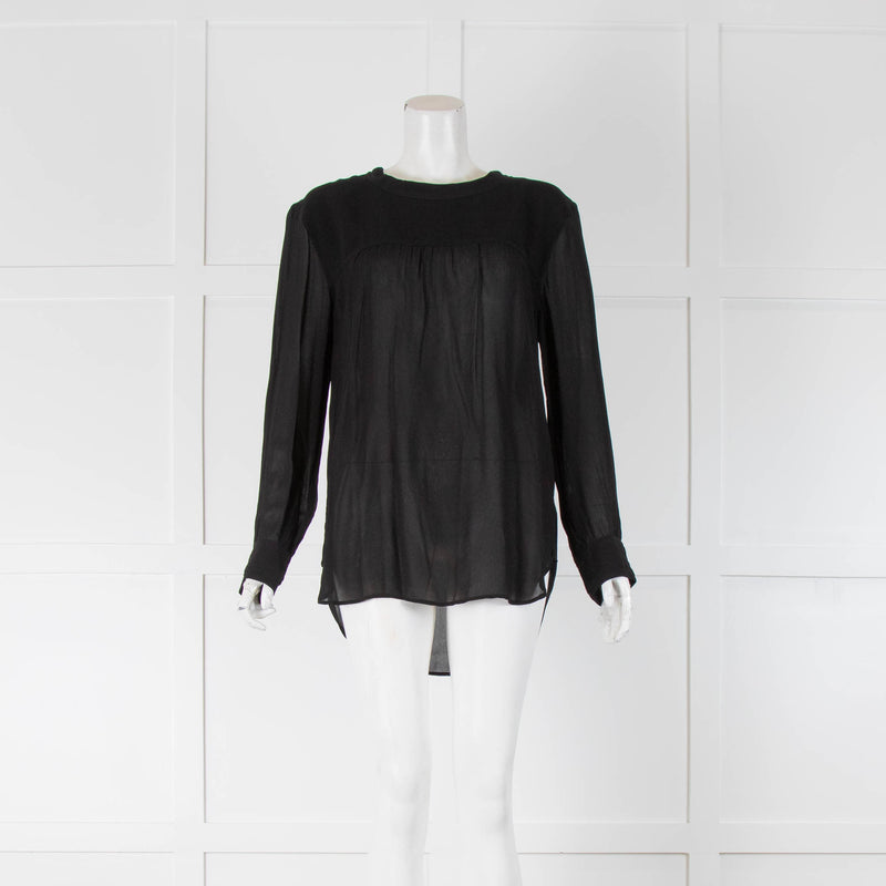Isabel Marant Etoile Black Sheer Long Sleeve Top