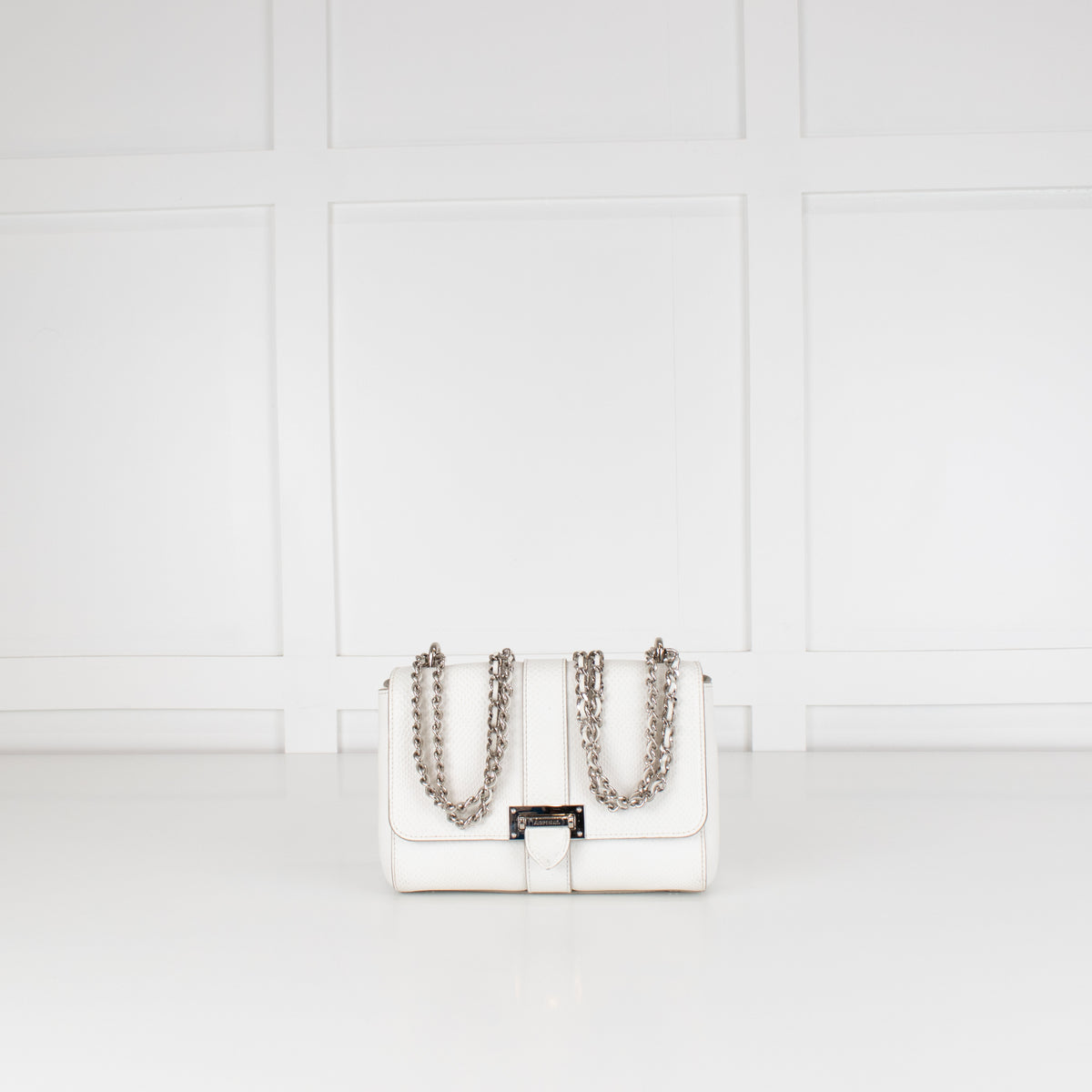 Aspinal of London Small White Lottie Bag With Silver Hardware