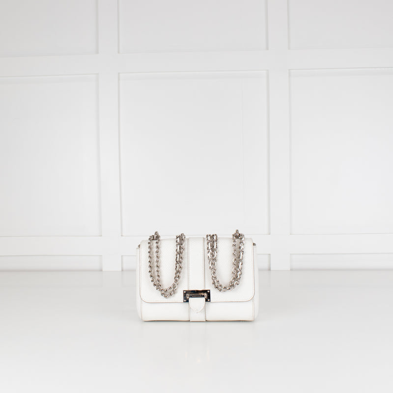 Aspinal of London Small White Lottie Bag With Silver Hardware