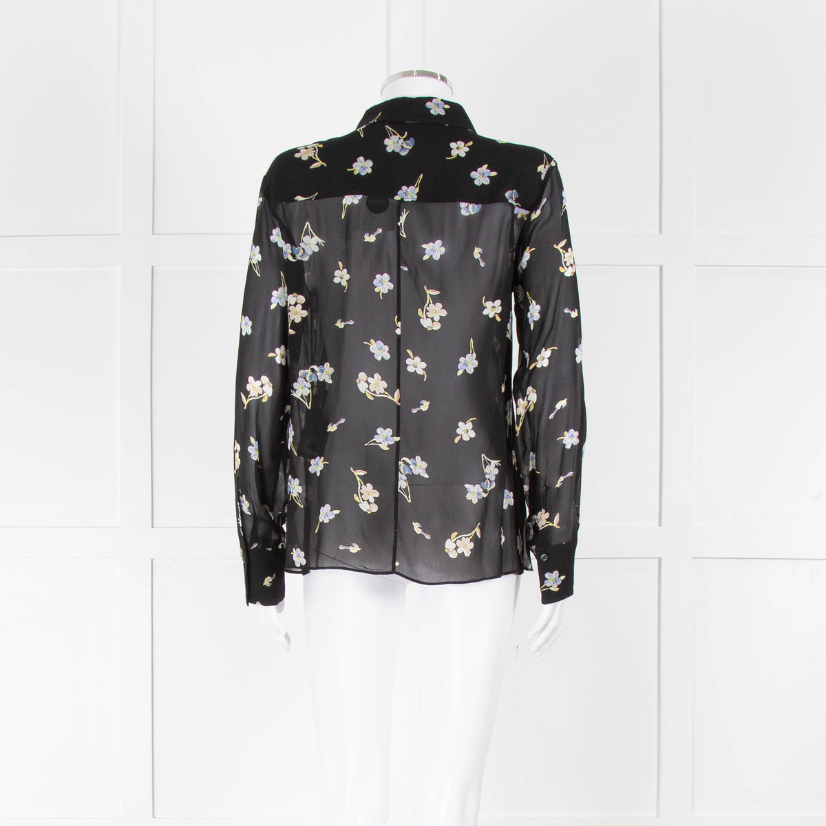 Dorothee Schumacher Black Floral Collared Sheer Shirt
