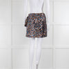 Sezane Silver Blue Copper Sequin Wrap Mini Skirt With Top