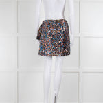 Sezane Silver Blue Copper Sequin Wrap Mini Skirt With Top