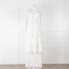 Farm Rio White Linen Tiered Cut Away Maxi Dress