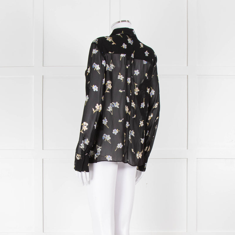 Dorothee Schumacher Black Floral Collared Sheer Shirt