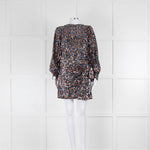 Sezane Silver Blue Copper Sequin Wrap Mini Skirt With Top