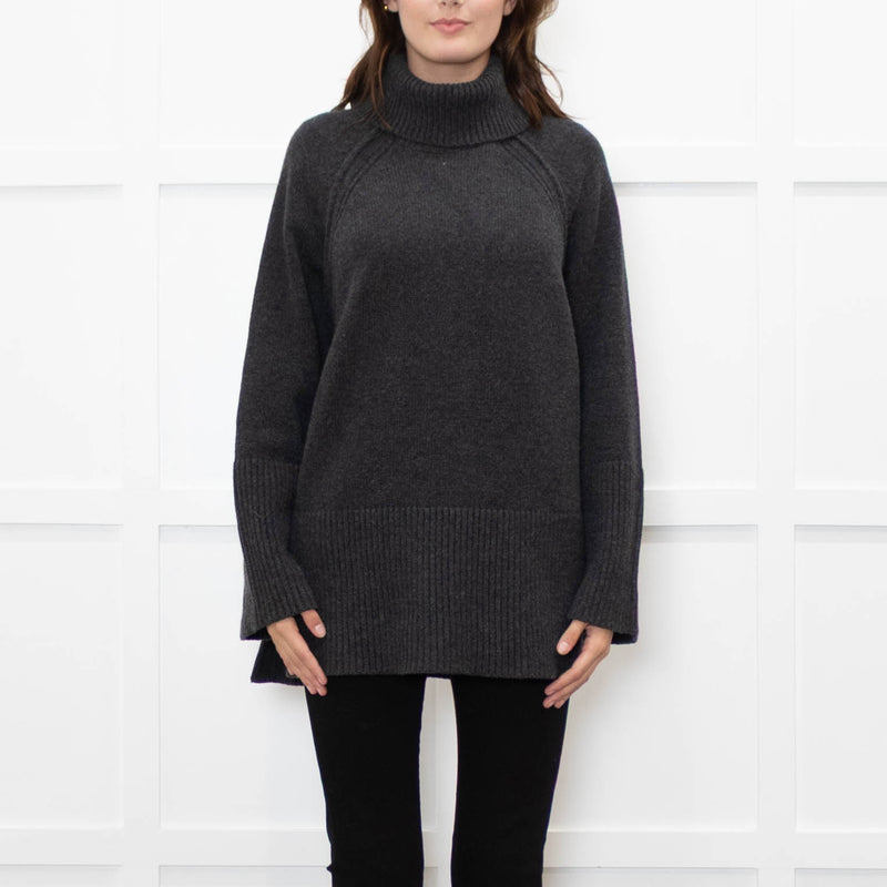 ME + EM Grey Chunky Knit Merino Wool Turtle Neck