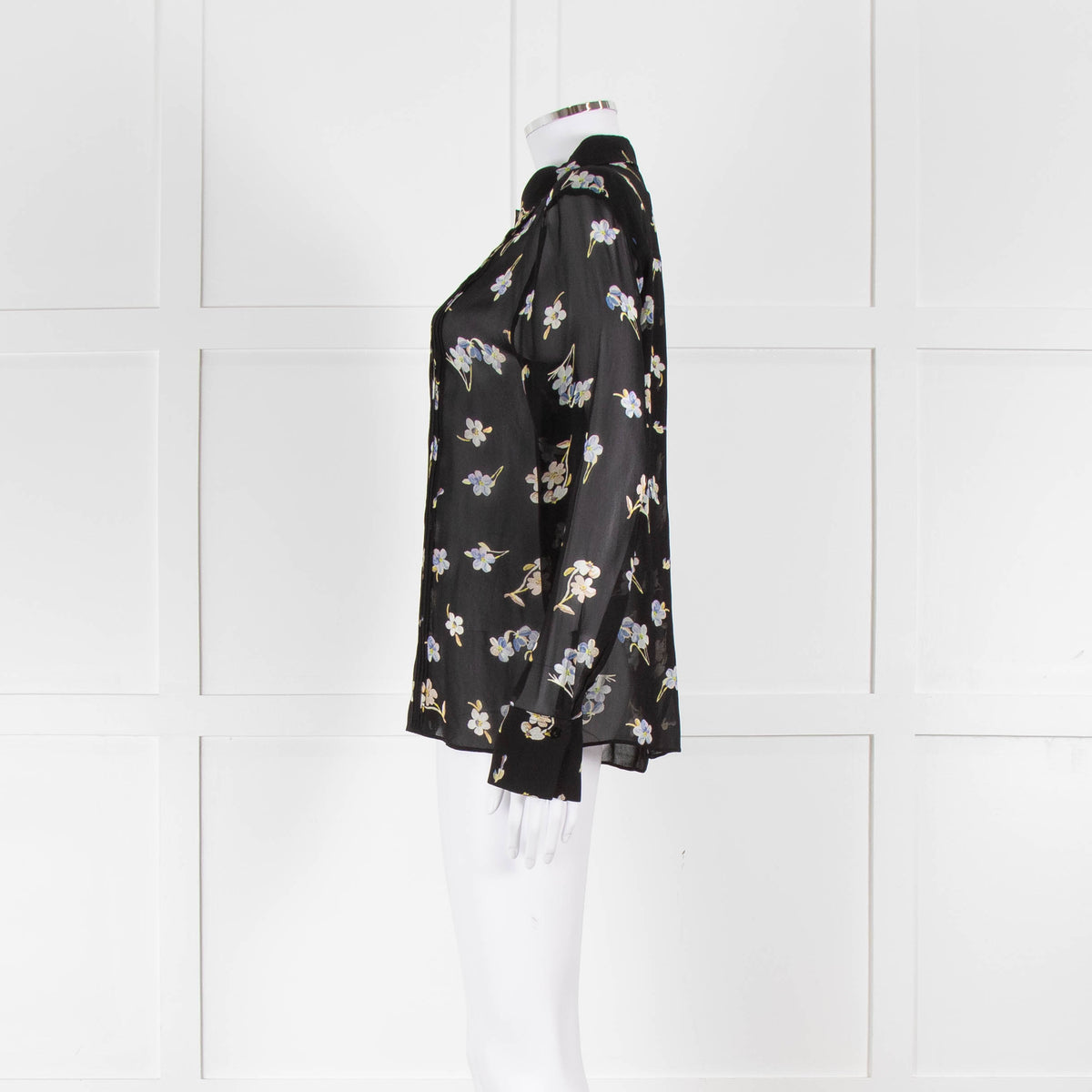 Dorothee Schumacher Black Floral Collared Sheer Shirt