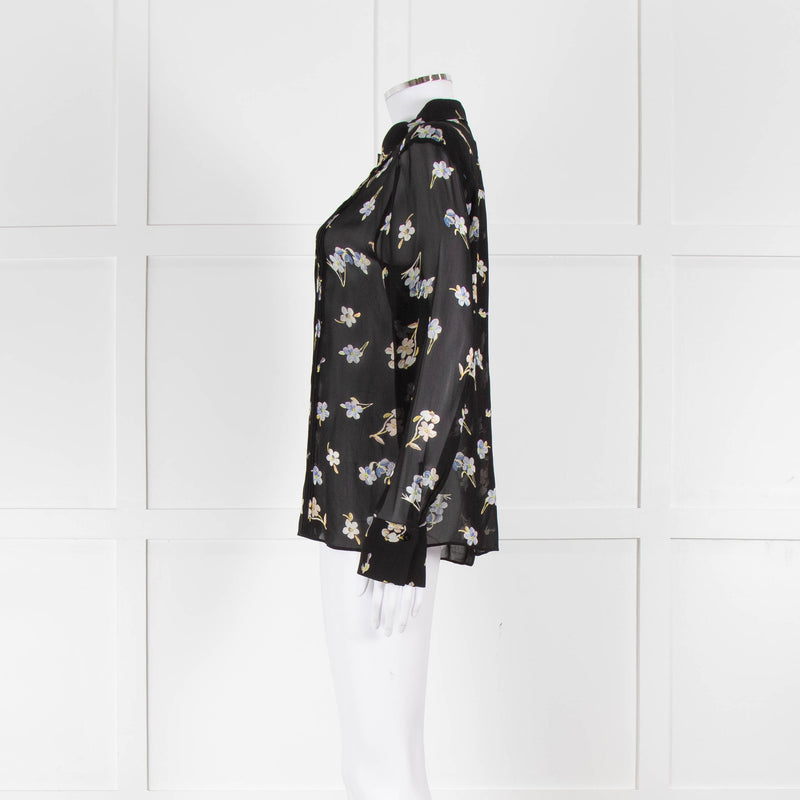Dorothee Schumacher Black Floral Collared Sheer Shirt