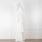 Farm Rio White Linen Tiered Cut Away Maxi Dress