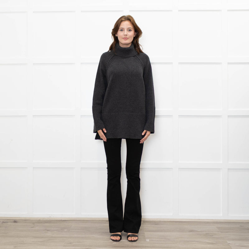 ME + EM Grey Chunky Knit Merino Wool Turtle Neck