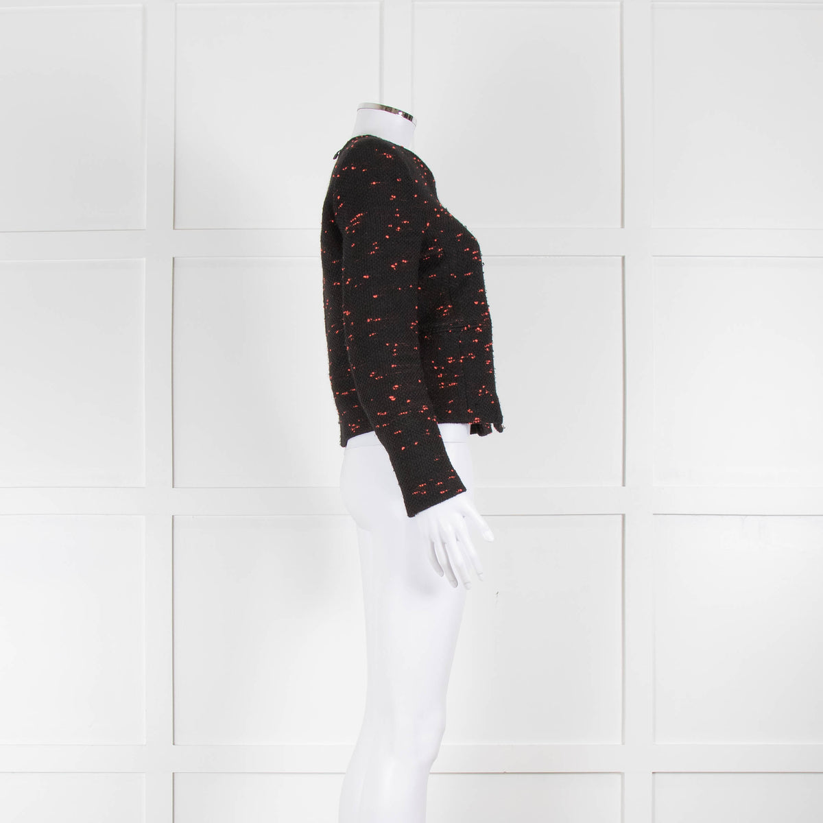 Sandro Black Pink Thread Tweedy Short Jacket