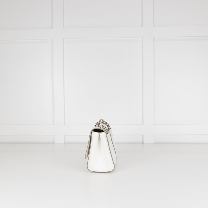 Aspinal of London Small White Lottie Bag With Silver Hardware