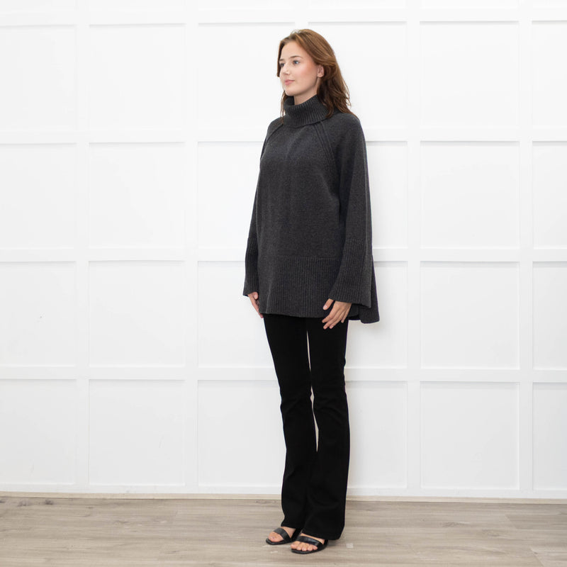 ME + EM Grey Chunky Knit Merino Wool Turtle Neck