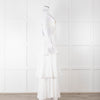 Farm Rio White Linen Tiered Cut Away Maxi Dress