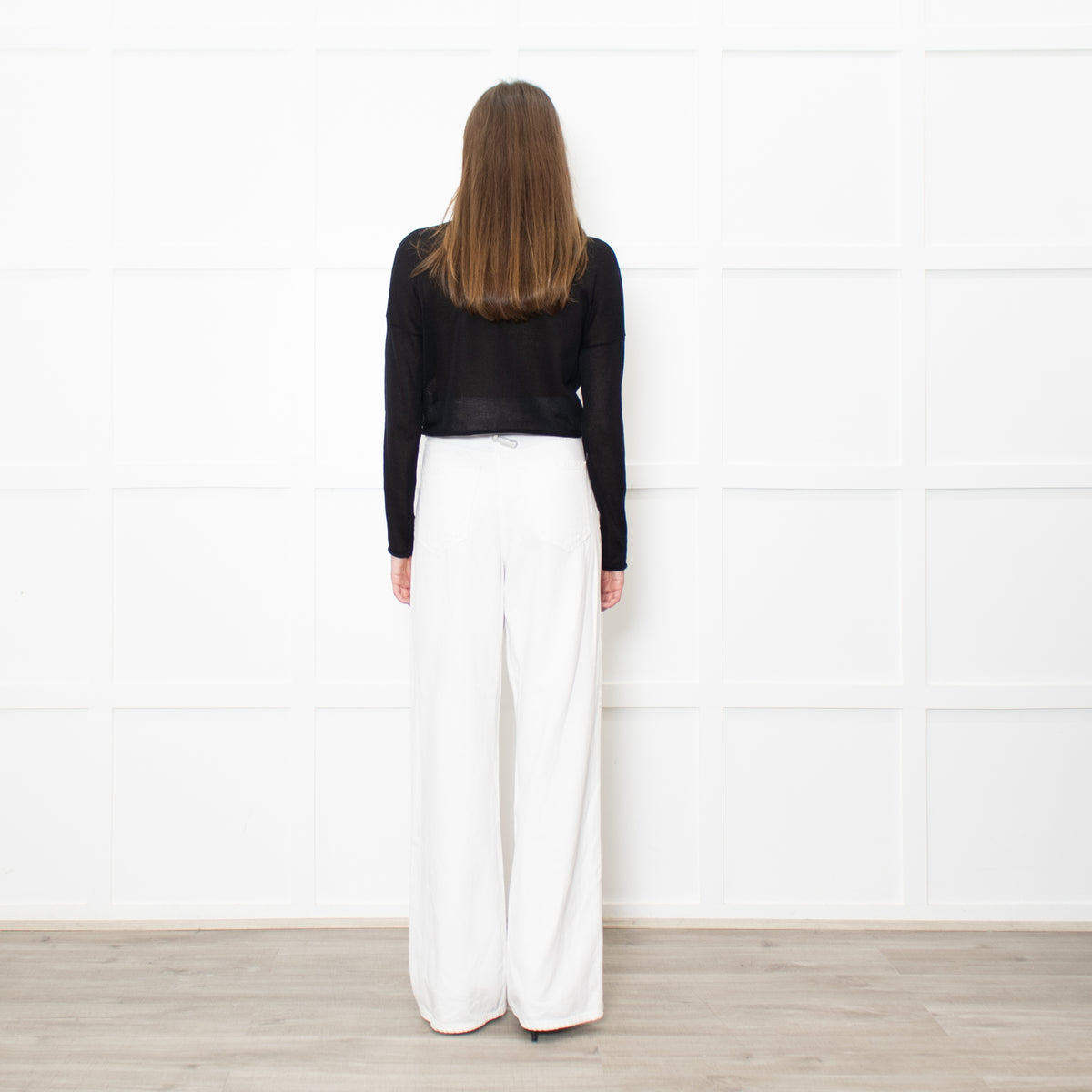 Sarah Pacini Black Knitted Long Sleeve Crop Top