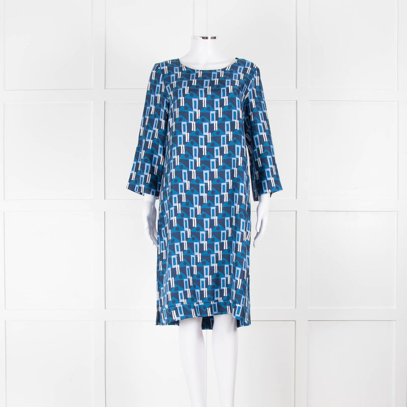 Altea Blue Geometric Print Shift Dress