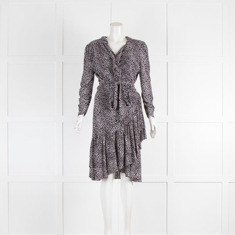 Diane Von Furstenberg  Black Dot Snake Print Wrap Dress