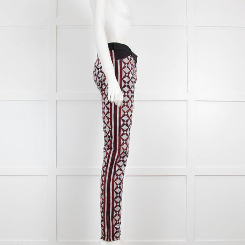 Balenciaga Grey Red Geometric Print Trousers