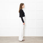 Sarah Pacini Black Knitted Long Sleeve Crop Top