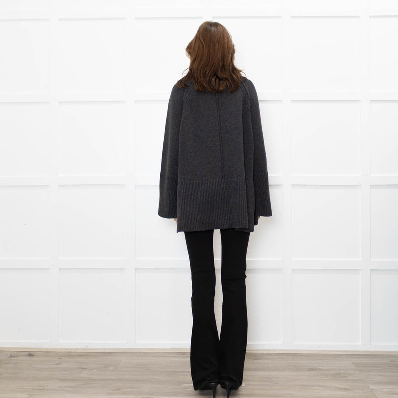 ME + EM Grey Chunky Knit Merino Wool Turtle Neck