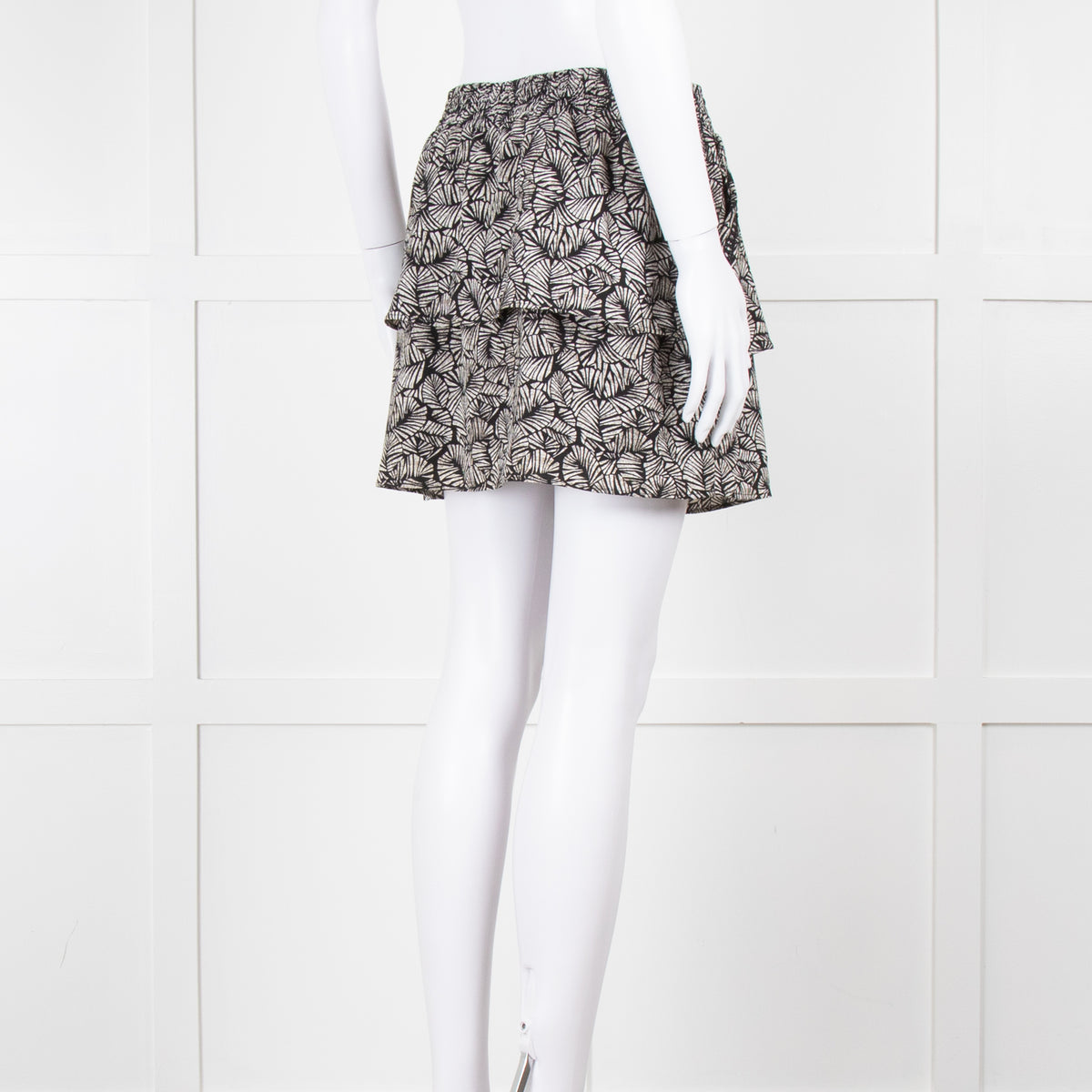 Ikks Black White Print Mini Skirt