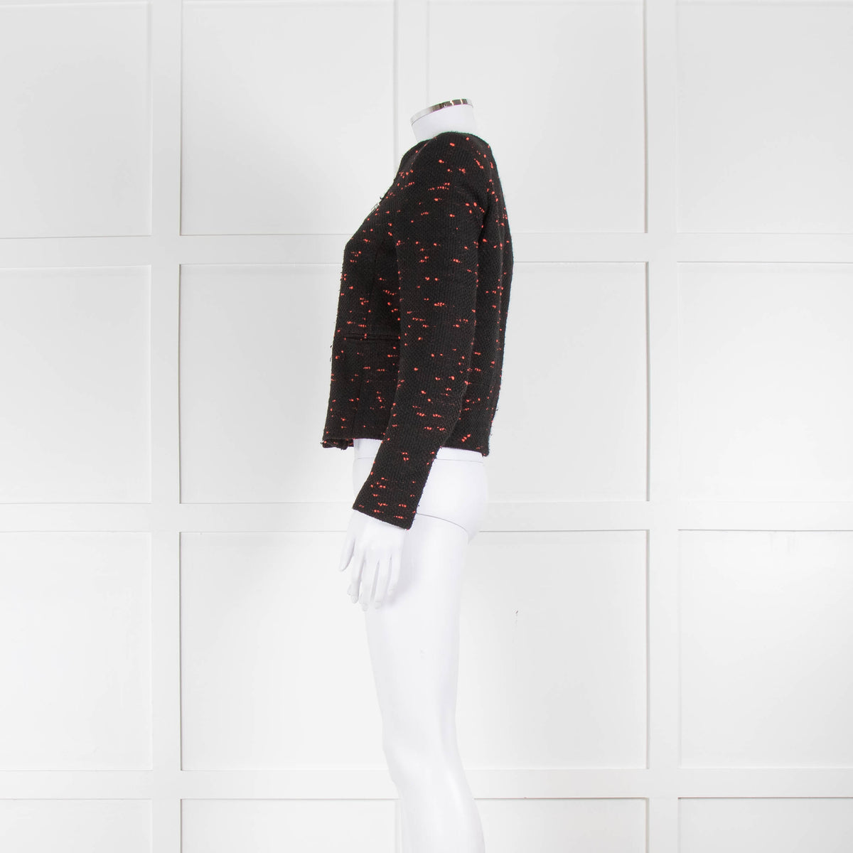 Sandro Black Pink Thread Tweedy Short Jacket