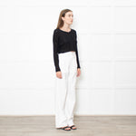 Sarah Pacini Black Knitted Long Sleeve Crop Top