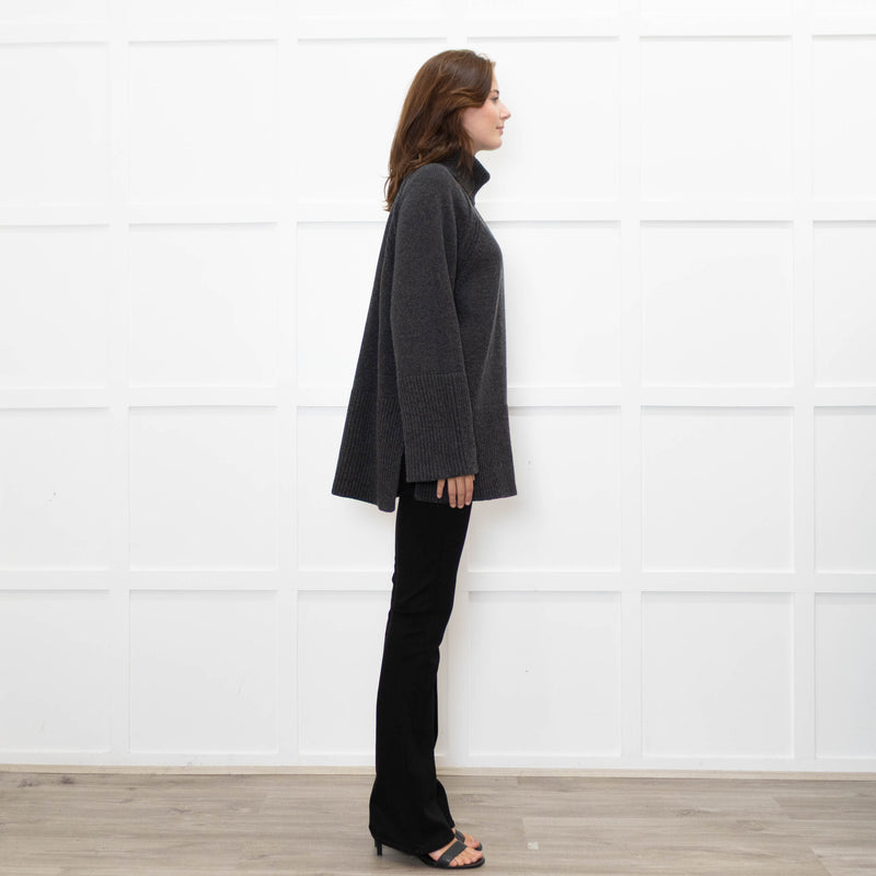 ME + EM Grey Chunky Knit Merino Wool Turtle Neck