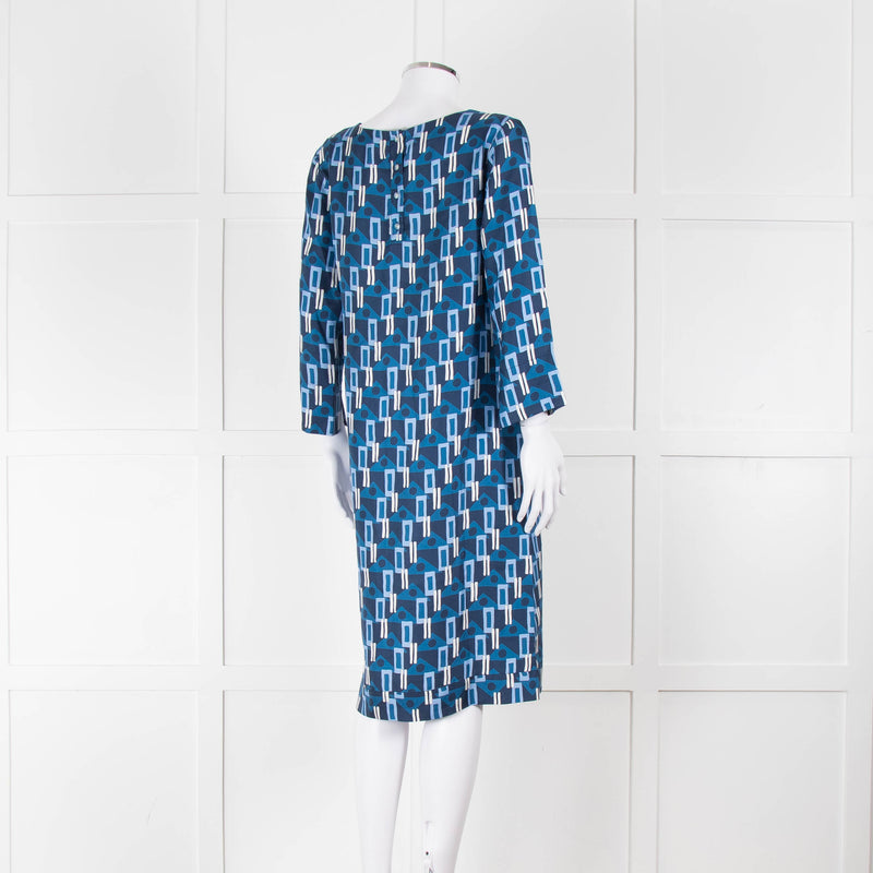 Altea Blue Geometric Print Shift Dress