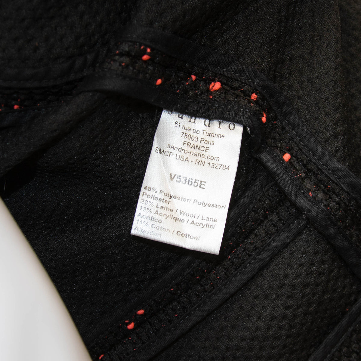 Sandro Black Pink Thread Tweedy Short Jacket