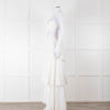 Farm Rio White Linen Tiered Cut Away Maxi Dress