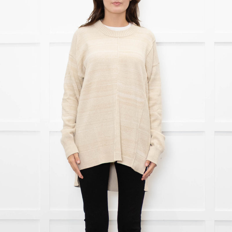 Joseph Oatmeal Round Neck Jumper