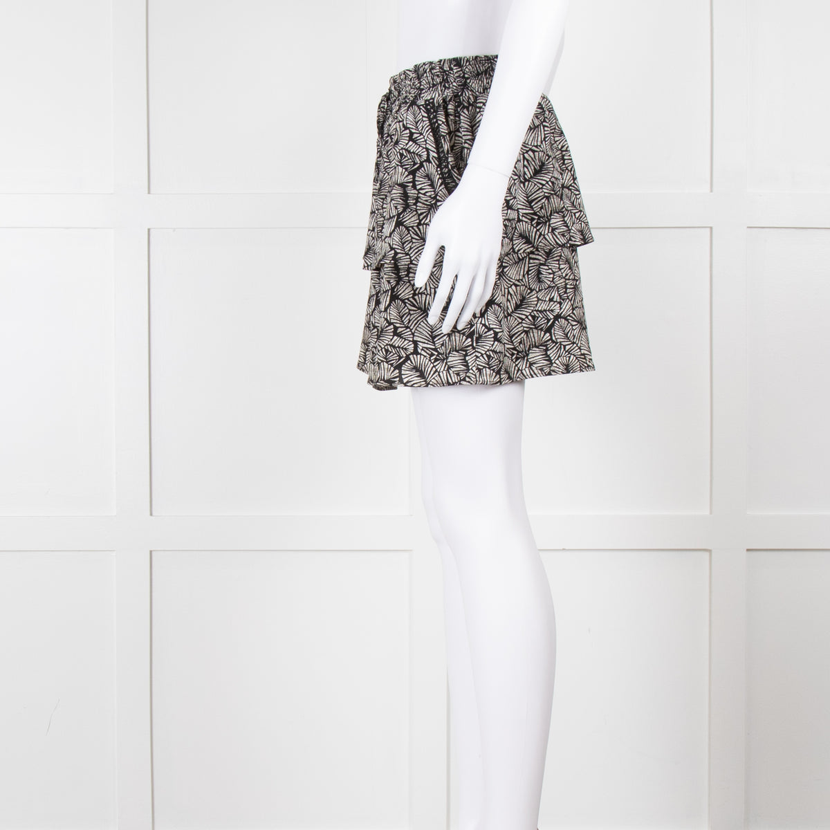 Ikks Black White Print Mini Skirt