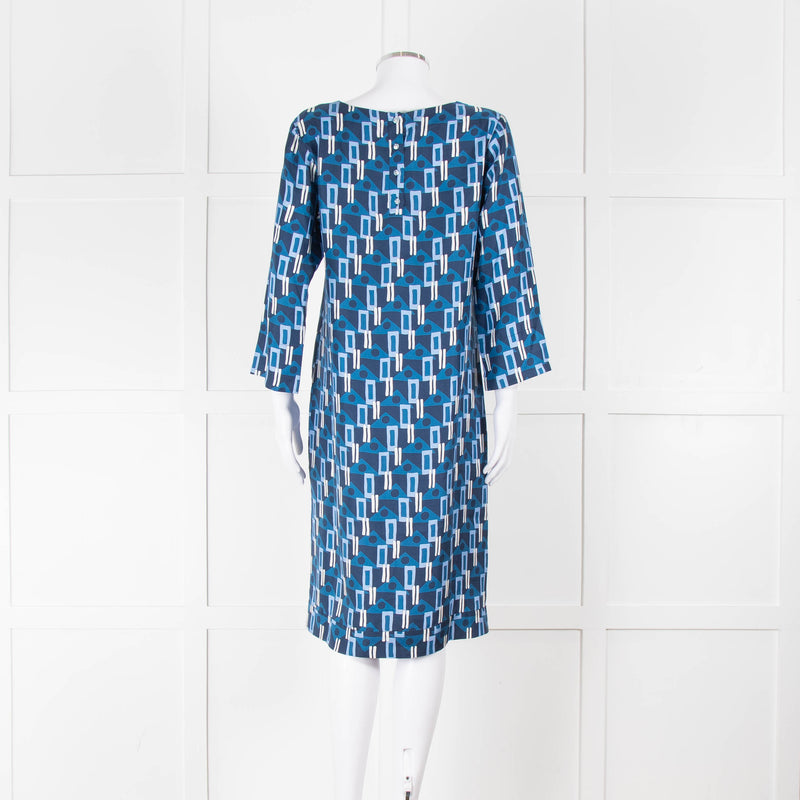 Altea Blue Geometric Print Shift Dress
