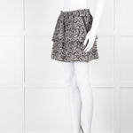 Ikks Black White Print Mini Skirt