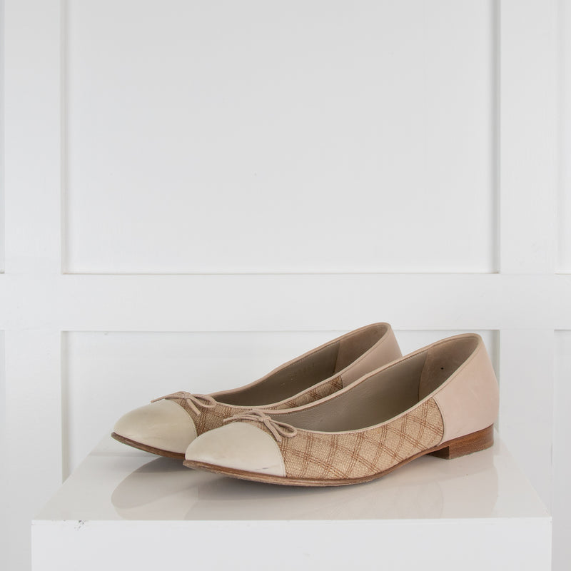 Chanel Beige Woven Ballerina Flats