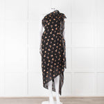 Roland Mouret Black Crinkle Floral One Shoulder Dress