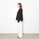 Sarah Pacini Grey Knitted Long Sleeve Trapeze Top