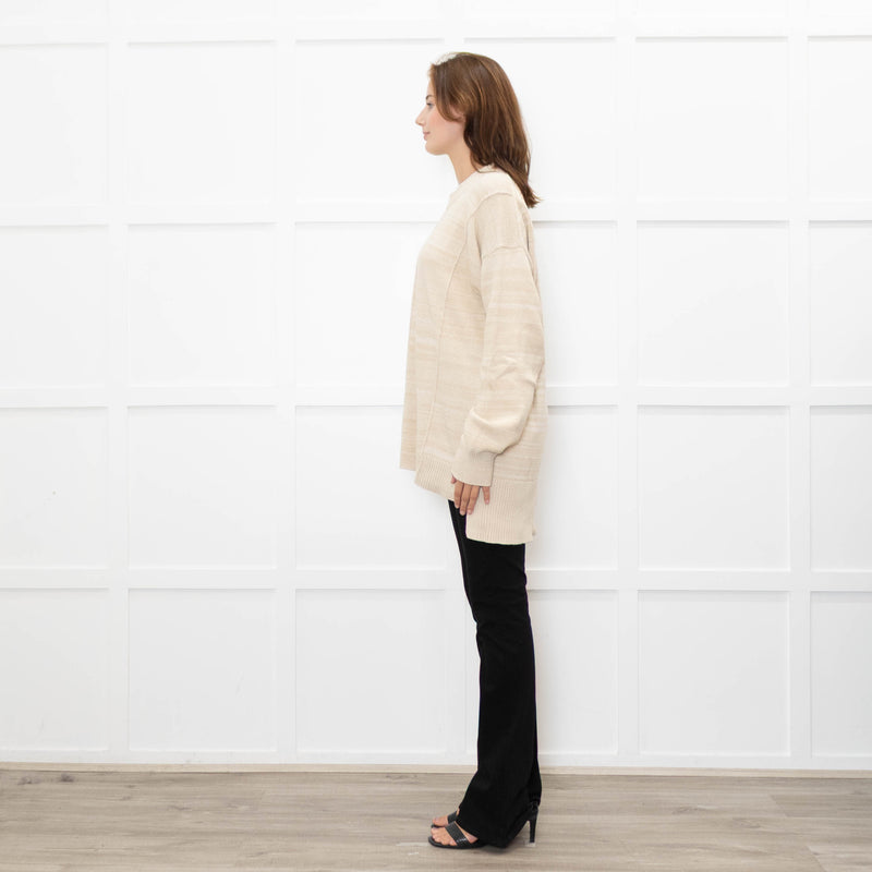 Joseph Oatmeal Round Neck Jumper